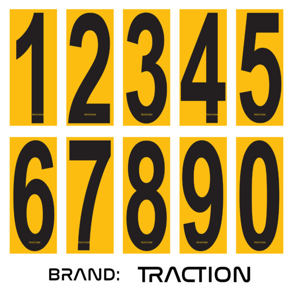 Race Numbers - Black Numbers on Yellow Background (Pack of 4)